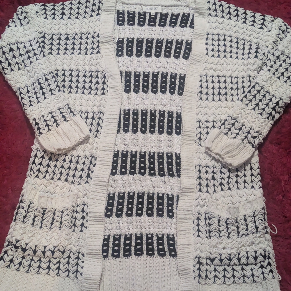 Sienna Sky Black and White Knit Sweater